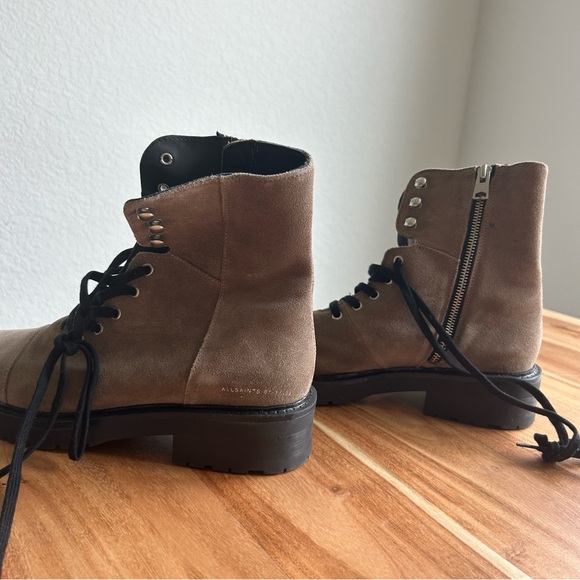 New All Saints Dusty Suede Combat Boots - Picture 6 of 8